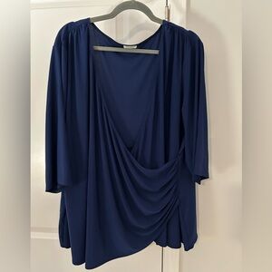Kiyonna Navy Draped Blouse